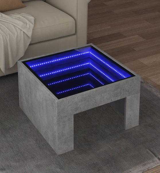 Couchtisch mit Infinity-LED Betongrau 50x50x30 cm