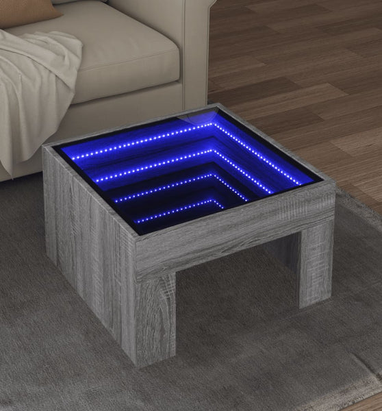 Couchtisch mit Infinity-LED Grau Sonoma 50x50x30 cm