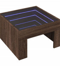 Couchtisch mit Infinity-LED Braun Eichen-Optik 50x50x30 cm