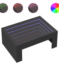 Couchtisch mit Infinity-LED Schwarz 70x50x30 cm