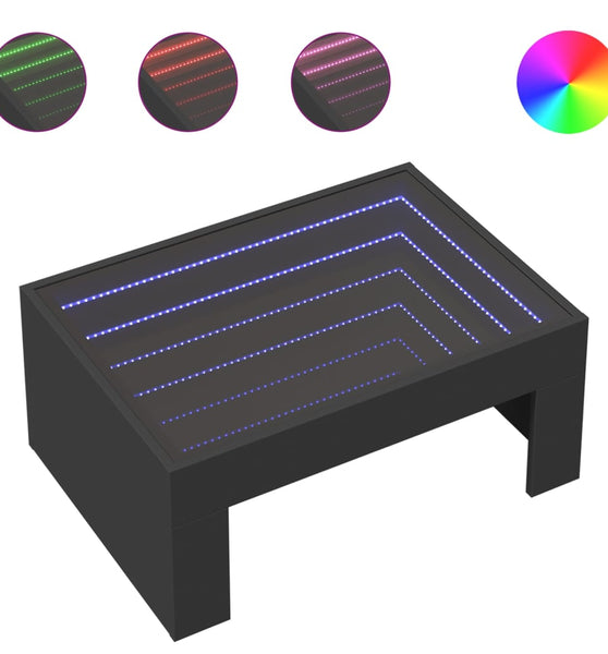 Couchtisch mit Infinity-LED Schwarz 70x50x30 cm