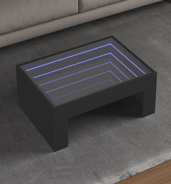 Couchtisch mit Infinity-LED Schwarz 70x50x30 cm