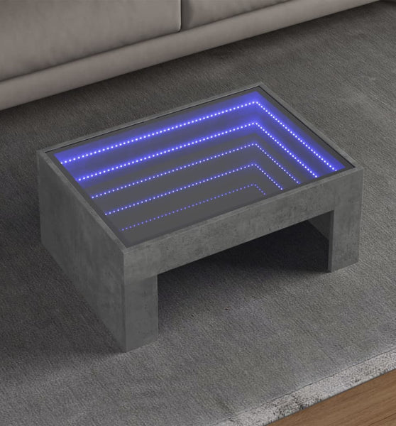 Couchtisch mit Infinity-LED Betongrau 70x50x30 cm