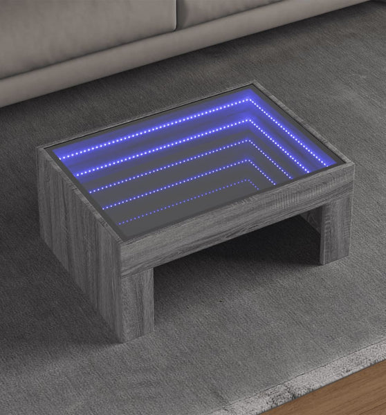 Couchtisch mit Infinity-LED Grau Sonoma 70x50x30 cm