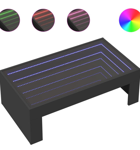 Couchtisch mit Infinity-LED Schwarz 90x50x30 cm