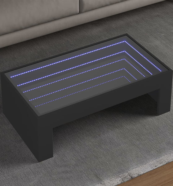 Couchtisch mit Infinity-LED Schwarz 90x50x30 cm