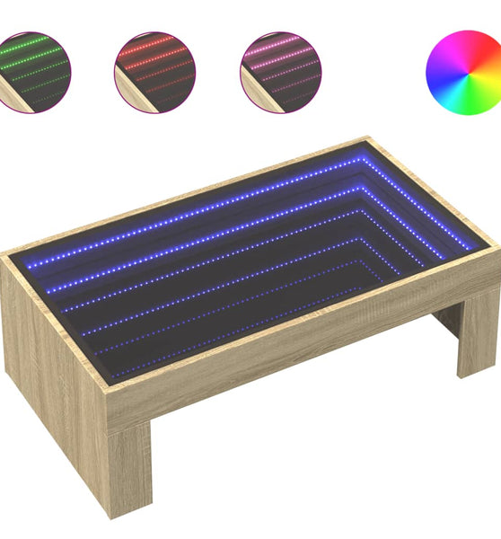 Couchtisch mit Infinity-LED Sonoma-Eiche 90x50x30 cm