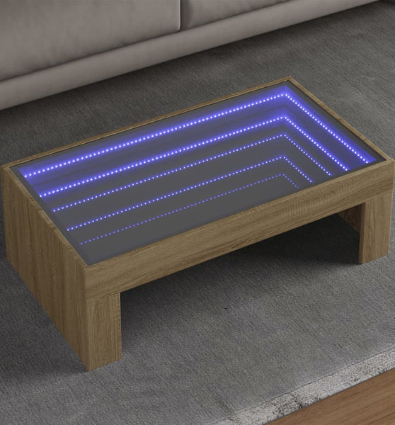 Couchtisch mit Infinity-LED Sonoma-Eiche 90x50x30 cm