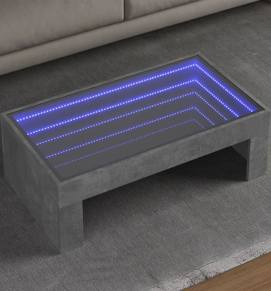 Couchtisch mit Infinity-LED Betongrau 90x50x30 cm