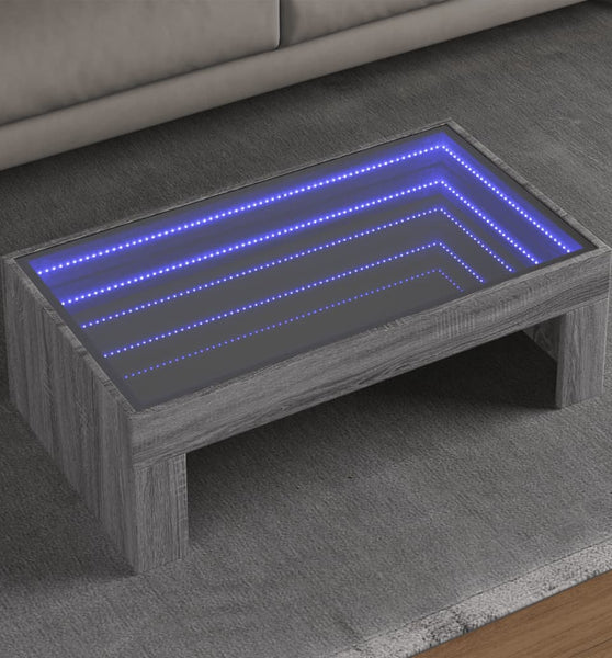 Couchtisch mit Infinity-LED Grau Sonoma 90x50x30 cm