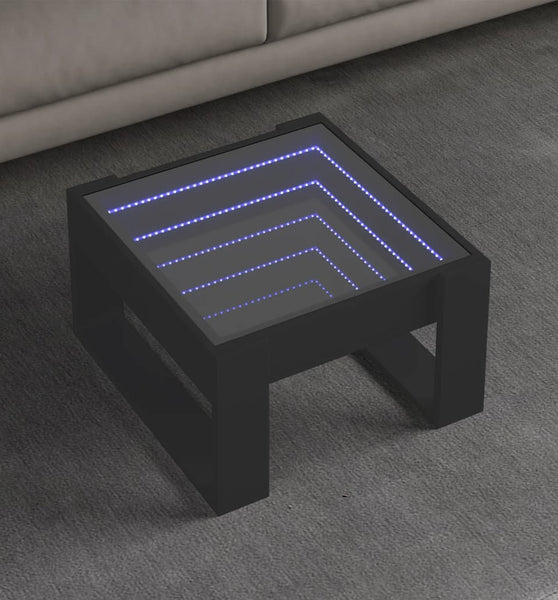 Couchtisch mit Infinity-LED Schwarz 50x53x30 cm