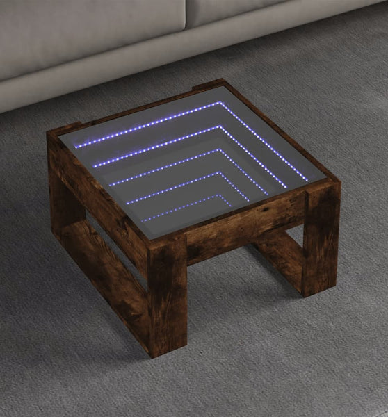 Couchtisch mit Infinity-LED Räuchereiche 50x53x30 cm