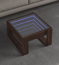 Couchtisch mit Infinity-LED Braun Eichen-Optik 50x53x30 cm