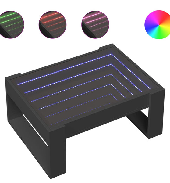 Couchtisch mit Infinity-LED Schwarz 70x53x30 cm