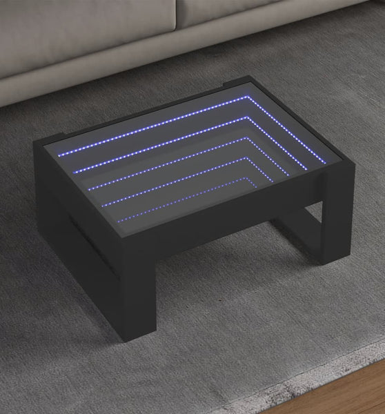 Couchtisch mit Infinity-LED Schwarz 70x53x30 cm