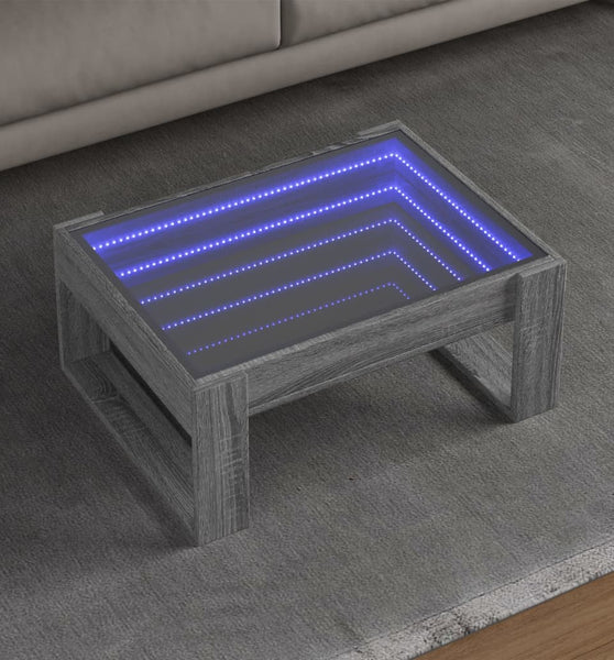 Couchtisch mit Infinity-LED Grau Sonoma 70x53x30 cm