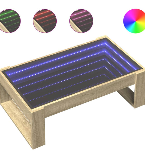 Couchtisch mit Infinity-LED Sonoma-Eiche 90x53x30 cm