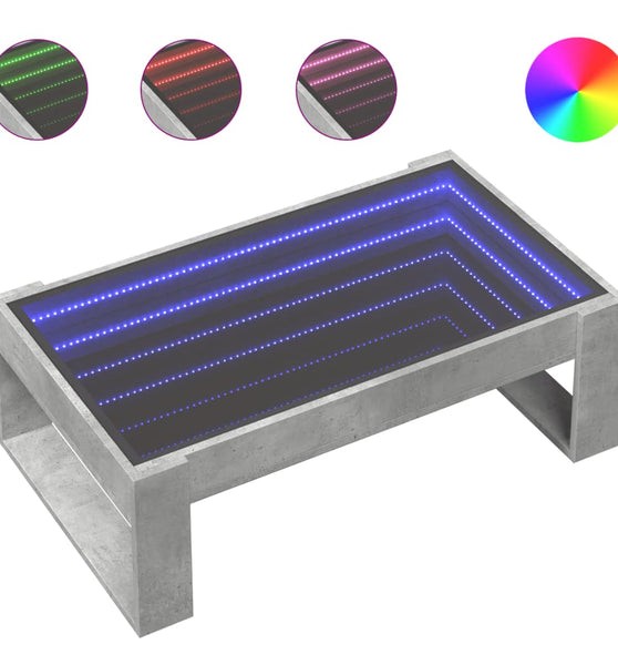 Couchtisch mit Infinity-LED Betongrau 90x53x30 cm