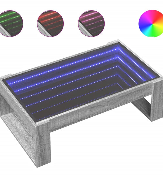 Couchtisch mit Infinity-LED Grau Sonoma 90x53x30 cm