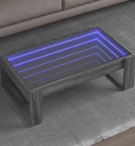 Couchtisch mit Infinity-LED Grau Sonoma 90x53x30 cm