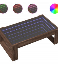 Couchtisch mit Infinity-LED Braun Eichen-Optik 90x53x30 cm