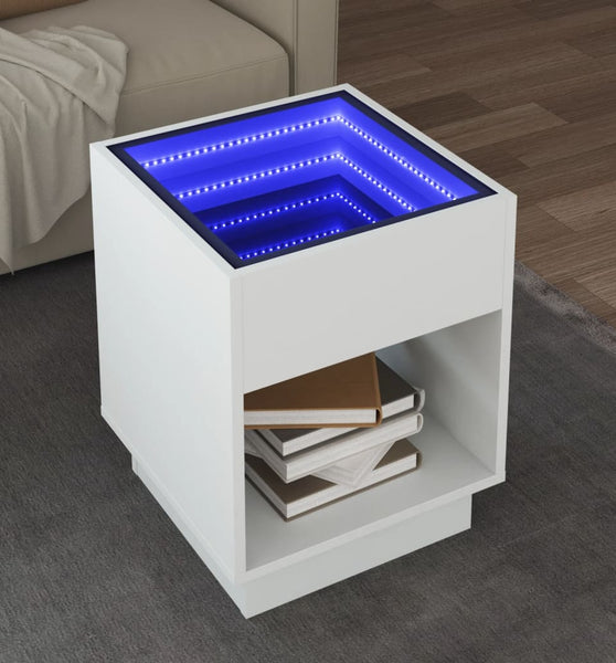 Couchtisch mit Infinity-LED Weiß 40x40x50 cm
