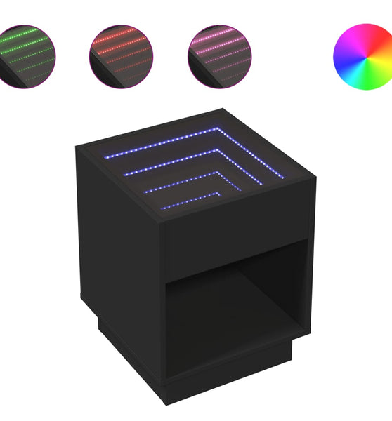 Couchtisch mit Infinity-LED Schwarz 40x40x50 cm