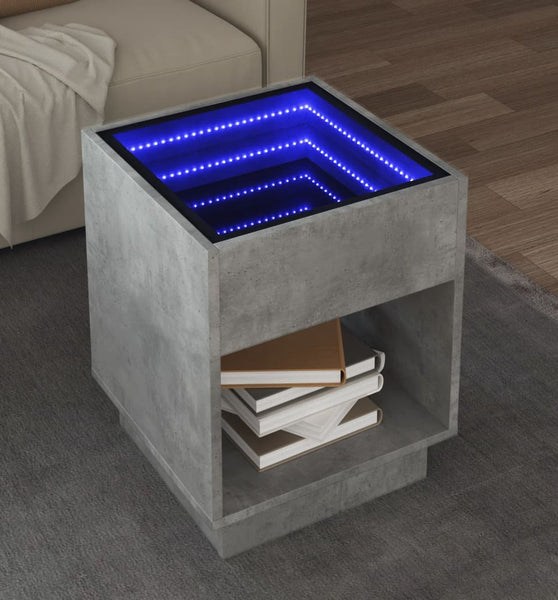 Couchtisch mit Infinity-LED Betongrau 40x40x50 cm