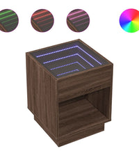 Couchtisch mit Infinity-LED Braun Eichen-Optik 40x40x50 cm