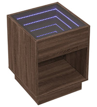 Couchtisch mit Infinity-LED Braun Eichen-Optik 40x40x50 cm