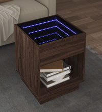 Couchtisch mit Infinity-LED Braun Eichen-Optik 40x40x50 cm
