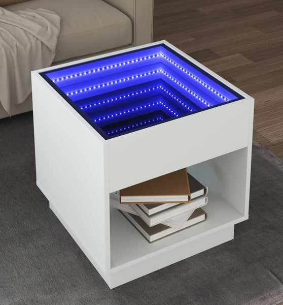 Couchtisch mit Infinity-LED Weiß 50x50x50 cm