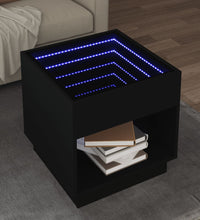 Couchtisch mit Infinity-LED Schwarz 50x50x50 cm