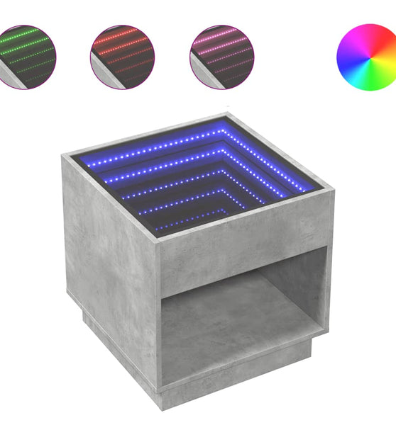 Couchtisch mit Infinity-LED Betongrau 50x50x50 cm