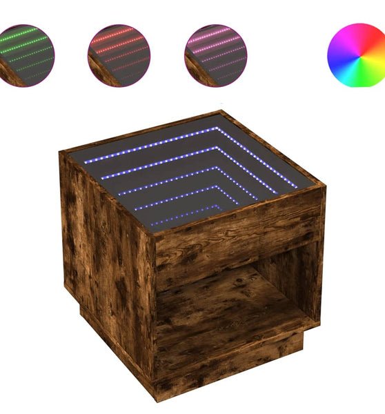 Couchtisch mit Infinity-LED Räuchereiche 50x50x50 cm