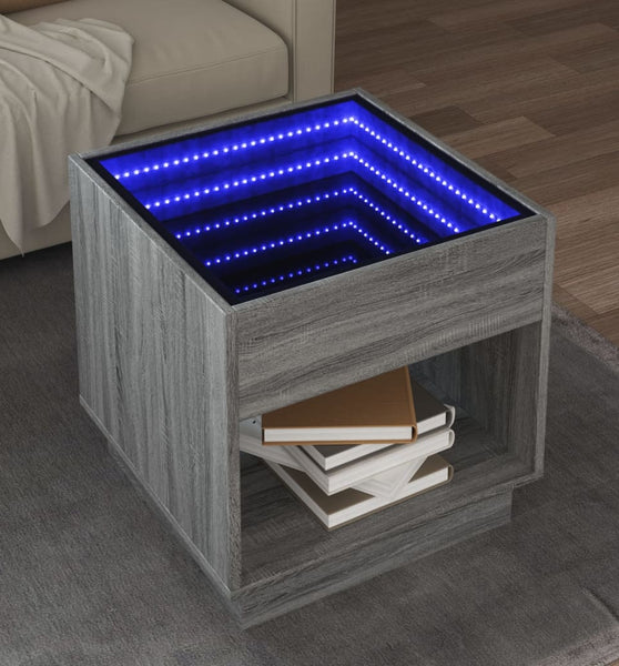 Couchtisch mit Infinity-LED Grau Sonoma 50x50x50 cm