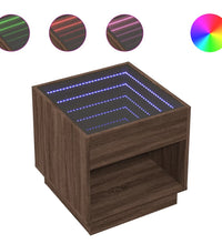Couchtisch mit Infinity-LED Braun Eichen-Optik 50x50x50 cm
