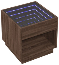 Couchtisch mit Infinity-LED Braun Eichen-Optik 50x50x50 cm