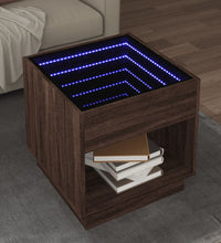 Couchtisch mit Infinity-LED Braun Eichen-Optik 50x50x50 cm