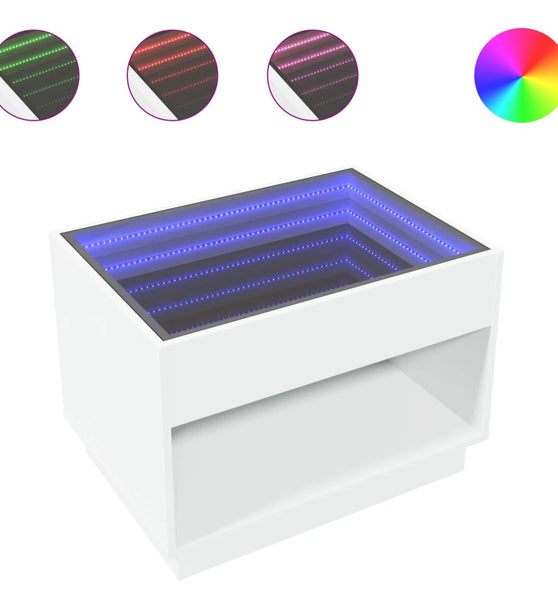 Couchtisch mit Infinity-LED Weiß 70x50x50 cm