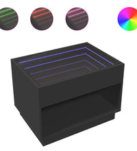 Couchtisch mit Infinity-LED Schwarz 70x50x50 cm