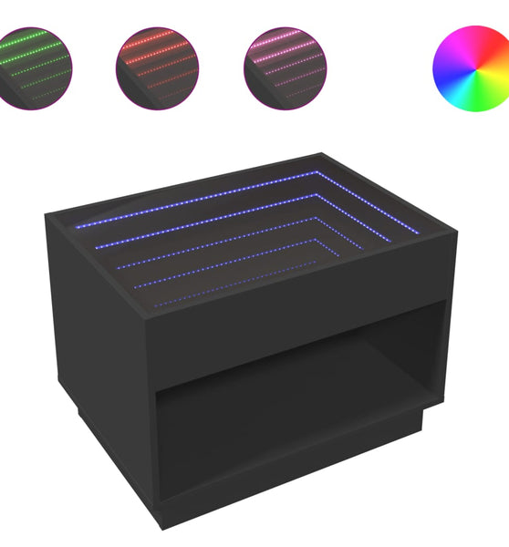 Couchtisch mit Infinity-LED Schwarz 70x50x50 cm