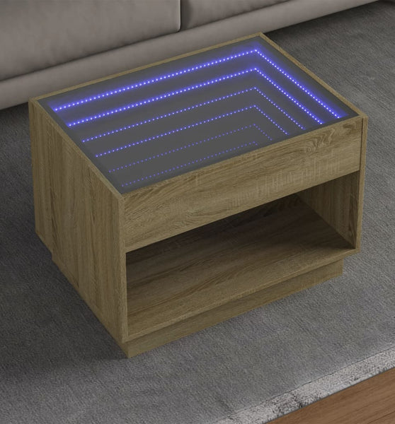 Couchtisch mit Infinity-LED Sonoma-Eiche 70x50x50 cm