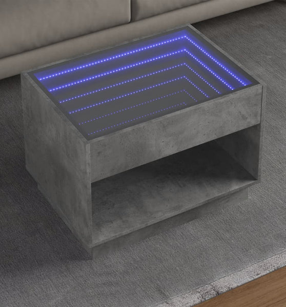 Couchtisch mit Infinity-LED Betongrau 70x50x50 cm