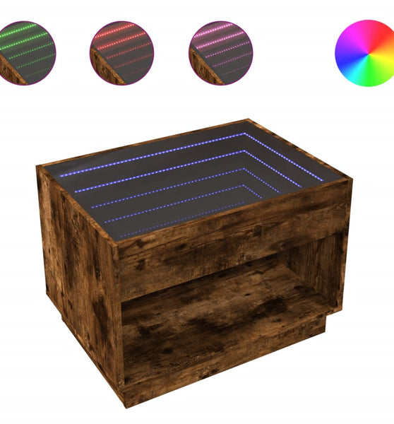 Couchtisch mit Infinity-LED Räuchereiche 70x50x50 cm