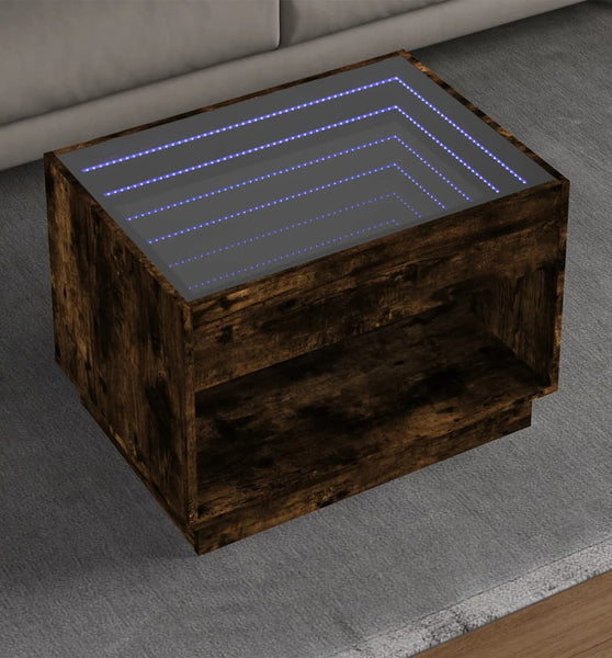 Couchtisch mit Infinity-LED Räuchereiche 70x50x50 cm