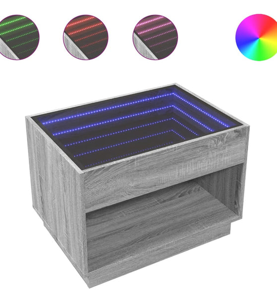 Couchtisch mit Infinity-LED Grau Sonoma 70x50x50 cm
