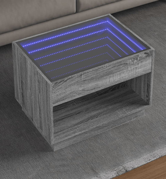 Couchtisch mit Infinity-LED Grau Sonoma 70x50x50 cm