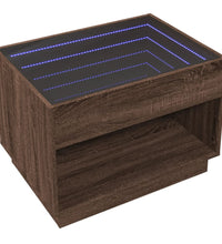 Couchtisch mit Infinity-LED Braun Eichen-Optik 70x50x50 cm