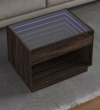 Couchtisch mit Infinity-LED Braun Eichen-Optik 70x50x50 cm